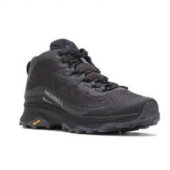 Buty do chodzenia męskie Merrell Moab Speed Mid Gtx. Czarne buty sportowe casual Merrell, bez wzorów, z gumy, bez zapięcia. Za 665.00 zł.
