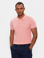 Tommy Jeans Polo DM0DM18312 Różowy Slim Fit. Czerwone koszulki polo Tommy Jeans, m, bez wzorów, z bawełny, bez kołnierzyka, bez ramiączek. Za 329.99 zł.