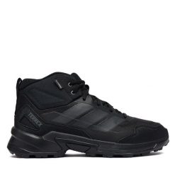 Trekkingi adidas. Czarne botki sznurowane Adidas, bez wzorów, bez obcasa, bez zapięcia. Za 439.99 zł.