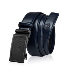 Skórzany pasek męski BETLEWSKI Granatowy 130. Niebieskie paski Betlewski, bez wzorów, ze skóry. Za 99.99 zł.