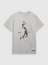4F T-shirt regular z nadrukiem męski - szary XXL. Szare t-shirty 4F, m, bez wzorów, z bawełny, bez kołnierzyka, bez ramiączek. Za 69.99 zł.