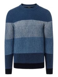 Maerz Muenchen Wełniany sweter w kolorze niebiesko-granatowym rozmiar: 50. Niebieskie swetry nierozpinane Maerz Muenchen, bez wzorów, z wełny, bez kołnierzyka, bez ramiączek. Za 404.99 zł.