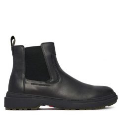 Sztyblety Tommy Hilfiger. Czarne botki sznurowane Tommy Hilfiger, bez wzorów, bez obcasa, bez zapięcia. Za 699.99 zł.