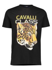 Cavalli CLASS Koszulka w kolorze czarnym rozmiar: L. Czarne bezrękawniki Cavalli Class, l, bez wzorów, z bawełny, bez kołnierzyka, bez ramiączek. Za 110.55 zł.