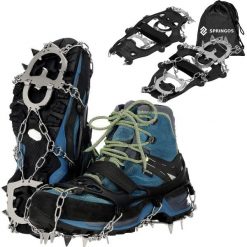 Raczki na buty turystyczne Springos stalowe. Szare buty trekkingowe SPRINGOS, bez wzorów, bez zapięcia. Za 133.99 zł.