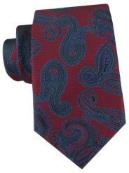 Bordowy Krawat z Dużym, Granatowym Wzorem Paisley - Alties. Czerwone krawaty i muchy Alties, bez wzorów, z tkaniny. Za 55.00 zł.