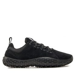 Trekkingi Merrell. Czarne buty trekkingowe Merrell, bez wzorów, bez zapięcia. Za 549.99 zł.