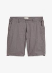 Bermudy chino regular fit z domieszką lnu. Szare eleganckie spodnie bonprix, m, eleganckie. Za 74.99 zł.