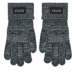 Rękawiczki Męskie Guess. Czarne rękawiczki Guess, z aplikacjami, z dzianiny. Za 109.99 zł.