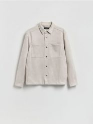 Kurtka koszulowa z imitacji zamszu - złamana biel. Kurtki Reserved, l, bez wzorów, bez kaptura. Za 139.99 zł.