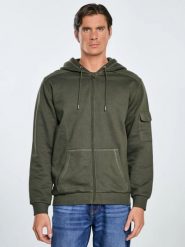 Bluza męska rozpinana z kapturem khaki Jagmur 303. Zielone bluzy BIG STAR, l, bez wzorów, z dzianiny, z kapturem. Za 249.99 zł.