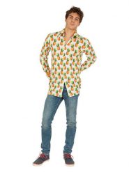 CHAKS Koszula kostiumowa "Ananas" w kolorze błękitnym ze wzorem rozmiar: XL. Niebieskie koszule CHAKS, xl, bez wzorów, bez kołnierzyka, bez ramiączek. Za 60.99 zł.