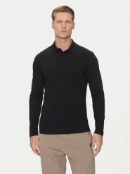 BOSS Polo Plisy 50536609 Czarny Regular Fit. Czarne koszulki polo Boss, m, bez wzorów, z bawełny, bez kołnierzyka, bez ramiączek. Za 359.99 zł.
