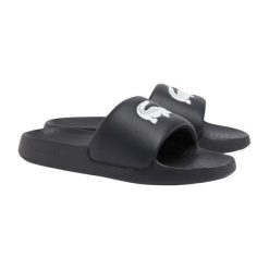 Klapki Lacoste Model Serve Slide 1.0 Kolor Czarny. Czarne klapki LACOSTE, z materiału. Za 206.25 zł.