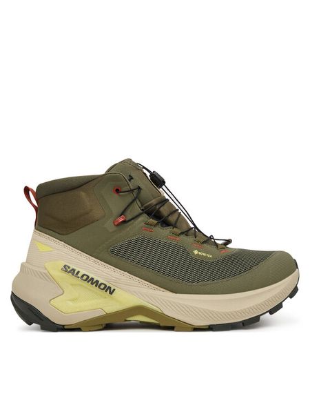 Salomon Trekkingi Genesis Mid GTX L45409400 Khaki. Brązowe botki sznurowane Salomon, bez wzorów, z materiału, bez obcasa, bez zapięcia. Za 819.99 zł.