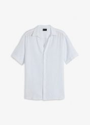 Koszula muślinowa z krótkim rękawem. Białe koszule bonprix, m, bez wzorów, bez kołnierzyka, bez ramiączek. Za 79.99 zł.