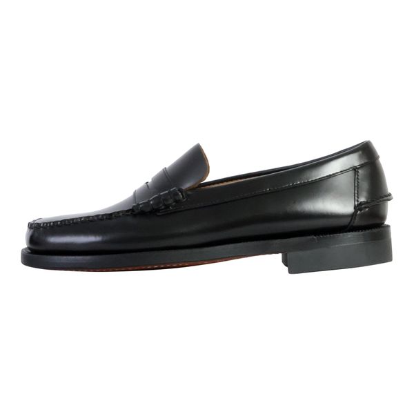 Klasyczne męskie buty żeglarskie Dan, czarne. Czarne sztyblety Sebago, bez wzorów, z gumy, bez obcasa, bez zapięcia. Za 830.00 zł.