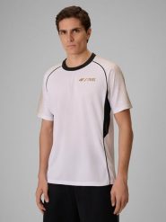 4F Koszulka treningowa szybkoschnąca męska 4F x Robert Lewandowski - biała XXL. Białe t-shirty 4F, l, bez wzorów, z materiału, bez kołnierzyka, bez ramiączek. Za 149.99 zł.