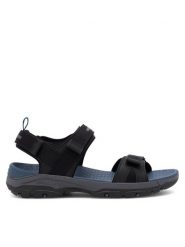 Skechers Sandały 205112 BLK Czarny. Czarne sandały Skechers, z materiału, bez zapięcia. Za 279.99 zł.