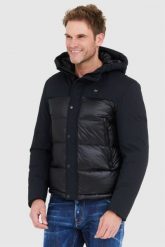 BLAUER Czarna puchowa kurtka męska z kapturem EDUARDO. Czarne kurtki Blauer USA, l, bez wzorów, z puchu, z kapturem. W wyprzedaży za 1,199.99 zł.