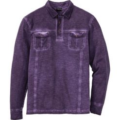Shirt polo z długim rękawem, z efektem wytarcia bonprix ciemny lila. Koszulki polo bonprix. Za 44.99 zł.