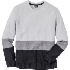 Sweter z okrągłym dekoltem Regular Fit bonprix jasnoszary melanż + szary melanż + antracytowy melanż. Swetry nierozpinane marki bonprix. Za 49.99 zł.