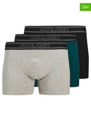 Jack & Jones Bokserki (3 pary) w kolorze czarno-zielono-szarym rozmiar: S. Czarne bokserki Jack & Jones, s, bez wzorów. Za 57.47 zł.