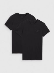 4F T-shirt slim gładki męski (2-pack) - czarny L. Czarne t-shirty 4F, l, bez wzorów, z bawełny, bez kołnierzyka, bez ramiączek. Za 99.99 zł.