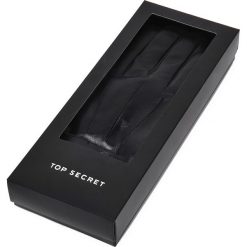 RĘKAWICZKI STANDARDOWE MĘSKIE. Czarne rękawiczki TOP SECRET, na jesień, bez wzorów, ze skóry. W wyprzedaży za 49.99 zł.