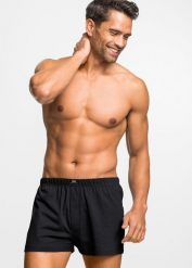 Luźniejsze bokserki z bawełnianego dżerseju (3 pary). Niebieskie bokserki bonprix, m, bez wzorów, z bawełny. Za 67.99 zł.