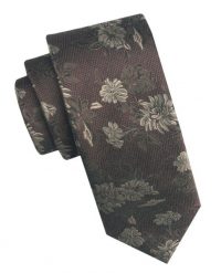 Elegancki i Modny Męski Krawat - Angelo di Monti - Brąz w Kwiaty. Krawaty i muchy Angelo di Monti, bez wzorów, z tkaniny. Za 45.00 zł.