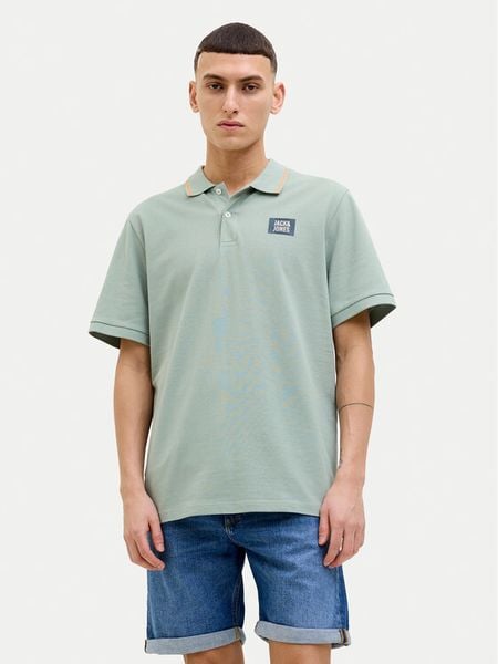 Jack & Jones Polo Hudson 12269238 Zielony Regular Fit. Zielone koszulki polo Jack & Jones, m, bez wzorów, z bawełny, bez kołnierzyka, bez ramiączek. Za 61.99 zł.
