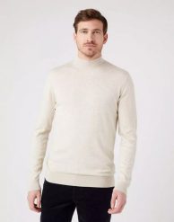 WRANGLER SEASONAL KNIT MĘSKI SWETER GOLF OAT MELE W8D12PC17 112321351. Golfy Wrangler, m, bez wzorów, bez ramiączek. Za 169.99 zł.