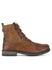 Mustang Trzewiki 4157-503 Brązowy. Brązowe botki sznurowane Mustang, bez wzorów, z materiału, bez obcasa, bez zapięcia. Za 379.99 zł.