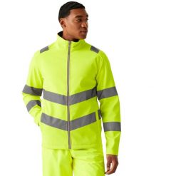 Męska 2warstwowa Kurtka Soft Shell Pro Contract Ablaze HiVis. Żółte kurtki Regatta, m, bez wzorów, z materiału, bez kaptura. Za 149.99 zł.