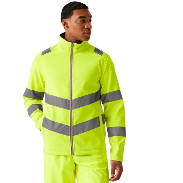 Męska 2warstwowa Kurtka Soft Shell Pro Contract Ablaze HiVis. Żółte kurtki Regatta, m, bez wzorów, z materiału, bez kaptura. Za 149.99 zł.