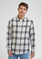LEE MĘSKA KOSZULA LEESURE SHIRT ECRU 112341768 L66N016990. Koszule Lee, l, bez wzorów, bez kołnierzyka, bez ramiączek. Za 149.99 zł.
