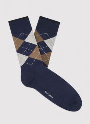 PAKO LORENTE - Granatowe skarpety w romby. Skarpety Pako Lorente, bez wzorów. Za 39.99 zł.
