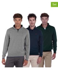 The Time of Bocha Swetry (3 szt.) w kolorze szaro-ciemnozielono-granatowym rozmiar: L. Niebieskie bluzy The Time of Bocha, l, bez wzorów, z bawełny, bez kaptura. Za 295.16 zł.