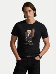 Polo Ralph Lauren T-Shirt 710P08093002 Czarny Custom Slim Fit. Czarne koszulki polo Polo Ralph Lauren, l, bez wzorów, z bawełny, bez kołnierzyka, bez ramiączek. Za 639.99 zł.