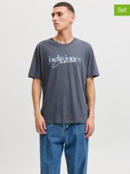 Jack & Jones Koszulki (4 szt.) "Jjtom" w kolorze czarnym, antracytowym, białym i granatowym rozmiar: S. Białe bezrękawniki Jack & Jones, s, bez wzorów, z bawełny, bez kołnierzyka, bez ramiączek. Za 139.95 zł.