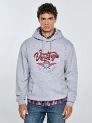 Bluza męska z kapturem z nadrukiem szara Luka 901. Szare bluzy z kapturem BIG STAR, l, bez wzorów, z dzianiny, z kapturem. W wyprzedaży za 179.99 zł.
