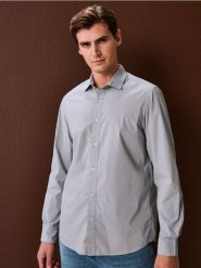 Koszula z długim rękawem we wzory - szary. Szare koszule Sinsay, l, bez wzorów, bez kołnierzyka, bez ramiączek. Za 49.99 zł.