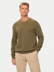 Tommy Hilfiger Sweter Essential MW0MW36347 Zielony Regular Fit. Zielone swetry rozpinane Tommy Hilfiger, m, bez wzorów, z bawełny, bez kołnierzyka, bez ramiączek. Za 459.99 zł.