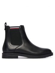 Tommy Hilfiger Botki Cleated Hilifger W FM0FM05728 Czarny. Czarne botki sznurowane Tommy Hilfiger, bez wzorów, ze skóry, bez obcasa, bez zapięcia. Za 599.99 zł.