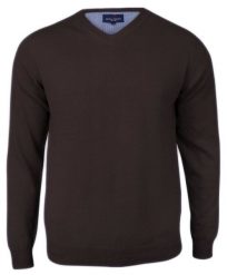 Czekoladowy Męski Sweter w Serek (V-neck) - Adriano Guinari - 100% Bawełna, Elegancki. Brązowe swetry rozpinane Adriano Guinari, m, bez wzorów, z bawełny, bez kołnierzyka, bez ramiączek. Za 159.00 zł.