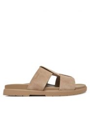 Calvin Klein Klapki Lug Sandal Double T Su HM0HM01800 Brązowy. Brązowe klapki CALVIN KLEIN, ze skóry. Za 319.99 zł.