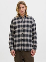 Jack & Jones Koszula "James" w kolorze szaro-czarnym rozmiar: S. Czarne koszule Jack & Jones, s, bez wzorów, bez kołnierzyka, bez ramiączek. Za 70.41 zł.