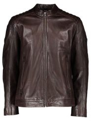 Bugatti Skórzana kurtka w kolorze ciemnobrązowym rozmiar: 48. Brązowe kurtki Bugatti, bez wzorów, ze skóry, bez kaptura. Za 891.99 zł.