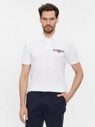 Napapijri Polo E-Aylmer NP0A4HTN Biały Regular Fit. Białe koszulki polo Napapijri, m, bez wzorów, z bawełny, bez kołnierzyka, bez ramiączek. Za 139.99 zł.